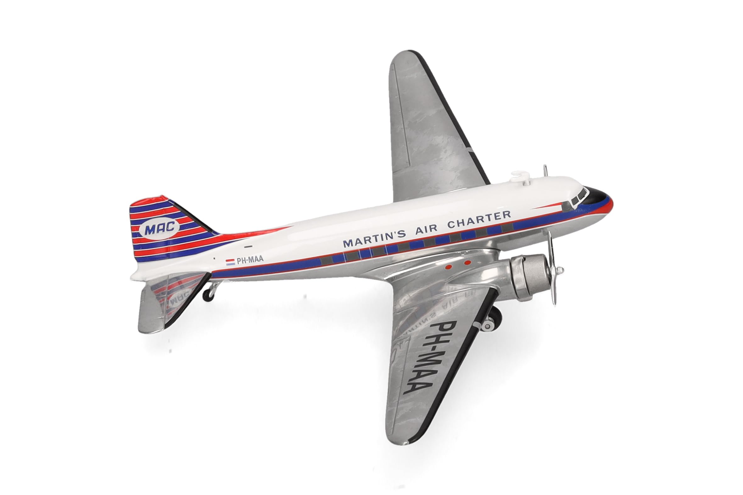 Herpa Modellflugzeug Martin's Air Charter Douglas DC-3 - PH-MAA Miniatur im Maßstab 1:200, Sammlerstück, Modell ohne Standfuß, Metall
