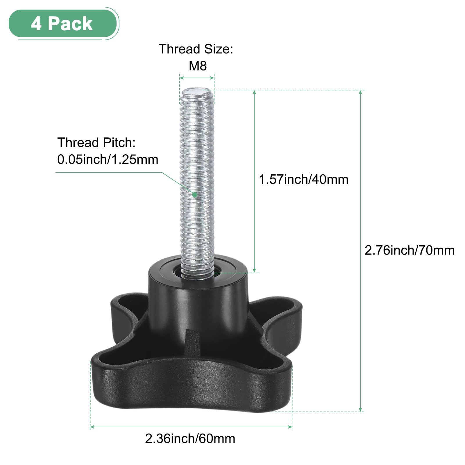 M METERXITY 4-Pack Star Clamping Knobs - Image 3