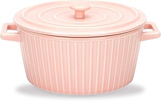 pink casserole dish with lid