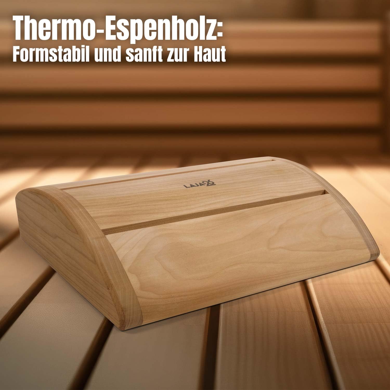 POOL Total LaJa26 Sauna Kopfstütze Relax Thermo FSC Espenholz - Ideal für Nacken und Schultern - Robust - Ergonomisch gewölbt - Entspannend und langlebig - Auch als Rücken- oder Fußstütze nutzbar