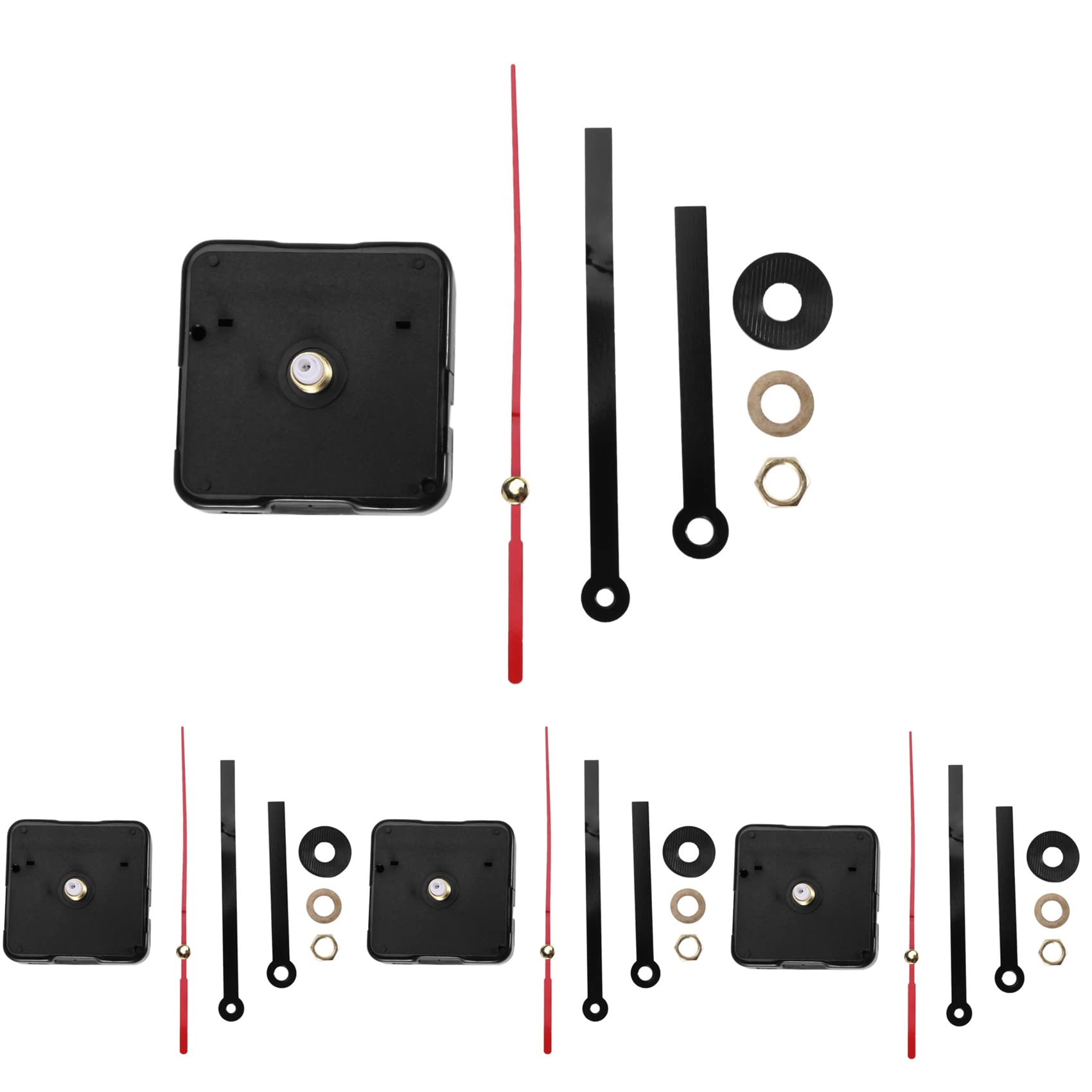 Hndhbfgrt 4X Quartz Clock Movement Mechanism DIY Repair Parts Black + Hands