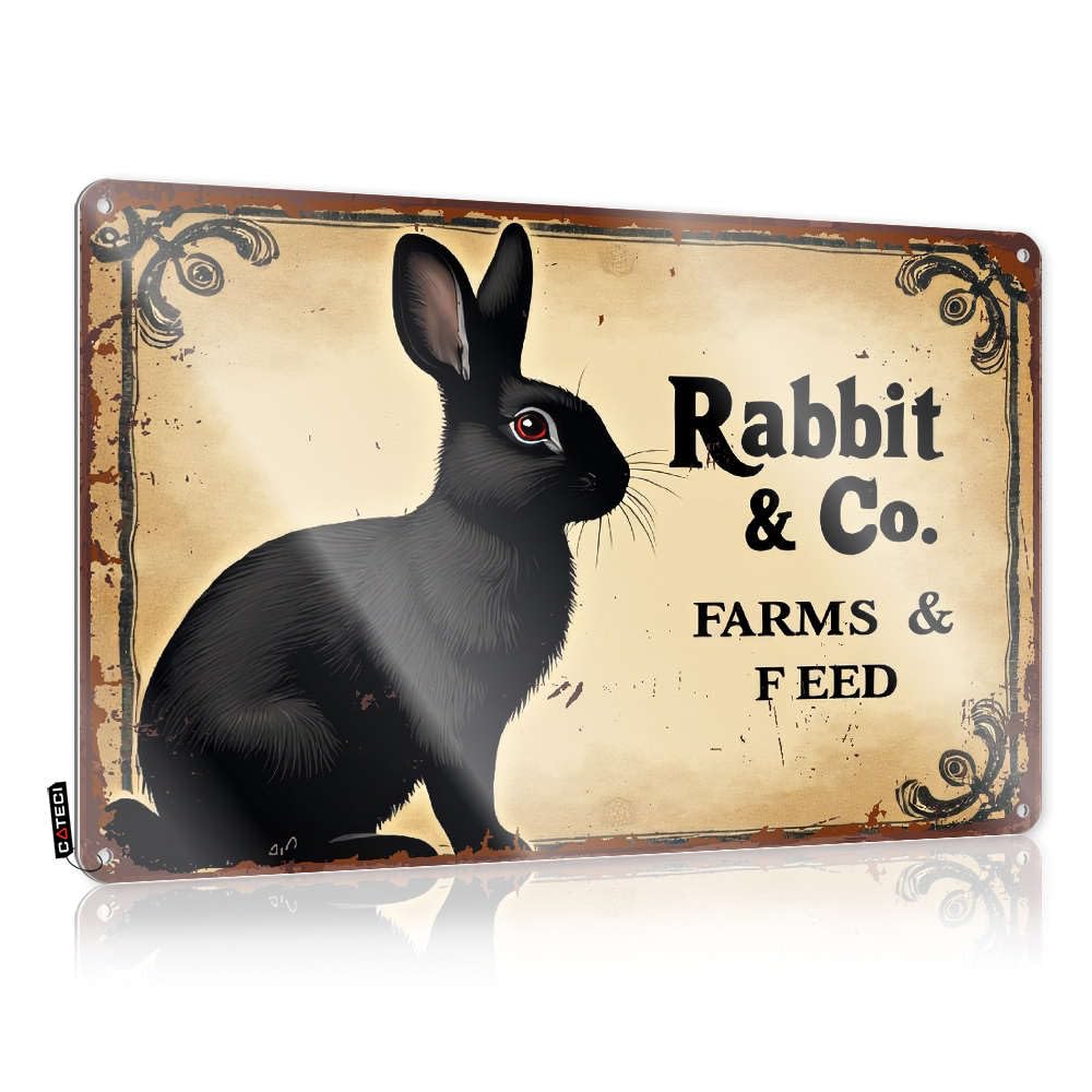 Home Tin Sign Rabbit & Co. Farms & Feed Tin Sign Sarcastic Signs Outdoor Bar Signs(20X30CM)