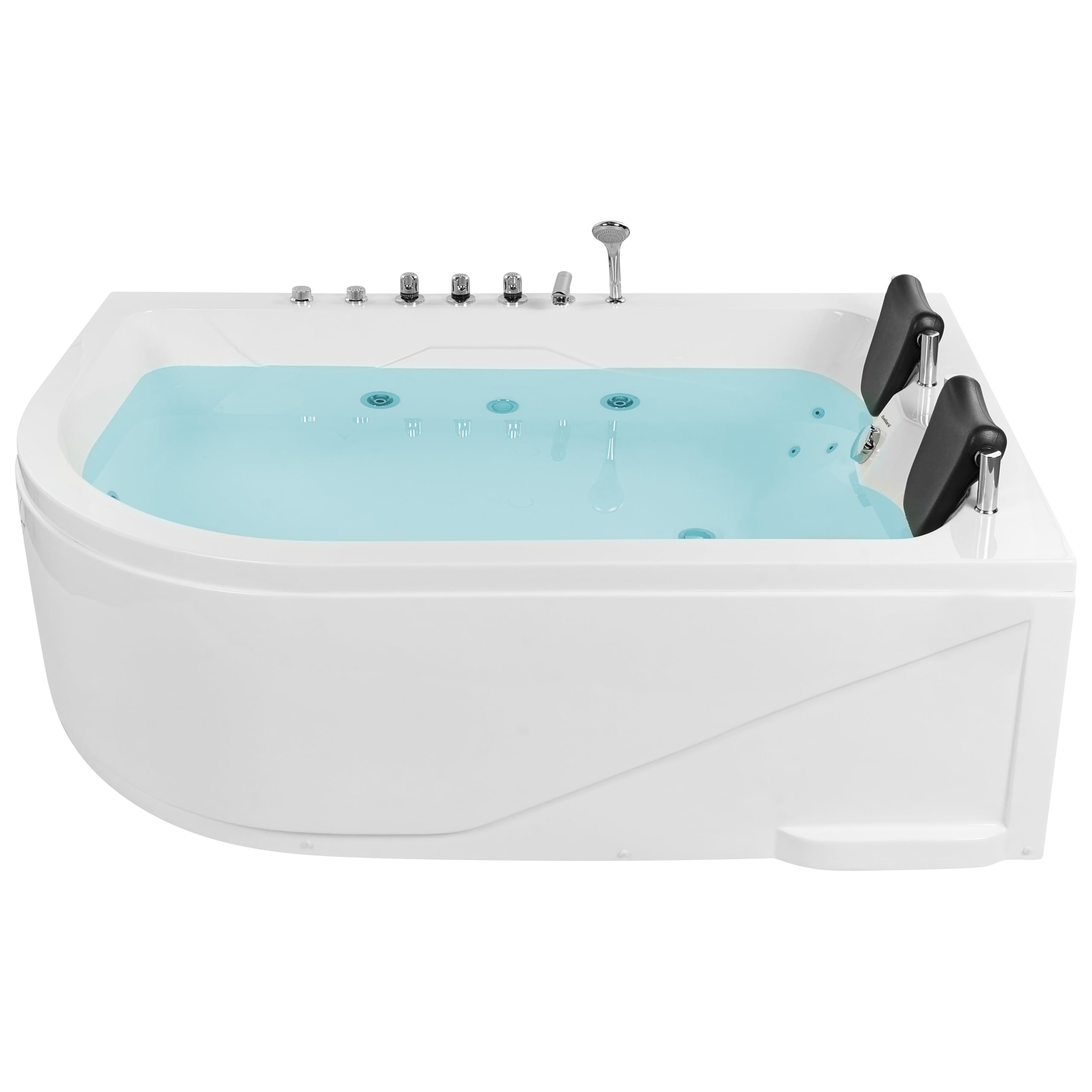 Baignoire Balnéo d'Angle à Gauche en Acrylique avec Fonction Massante 2 Appui-têtes et Éclairage LED Votre Bain à Remous et SPA à Domicile Beliani