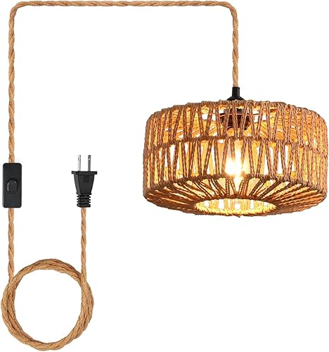 Miniatura 15 de Cable de luz colgante industrial de 15 pies - Accesorio de luz colgante enchufable, Cable de lámpara colgante estilo granja de 15 pies con 1