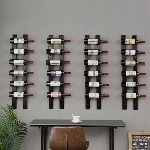 Miniatura 6 de Estante de vino montado en la pared, estante de vino de madera de pino importado y metal, soporte para botellas de vino 6 botellas de 40 x 7.6