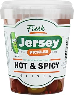 Jersey Pickles – Hot Mix Olives Combo – Olives Stuffed – Hand-Stuffed Gourmet Olives with Premium Fillings for Snacks, Charcuterie & Cocktails (Quart)