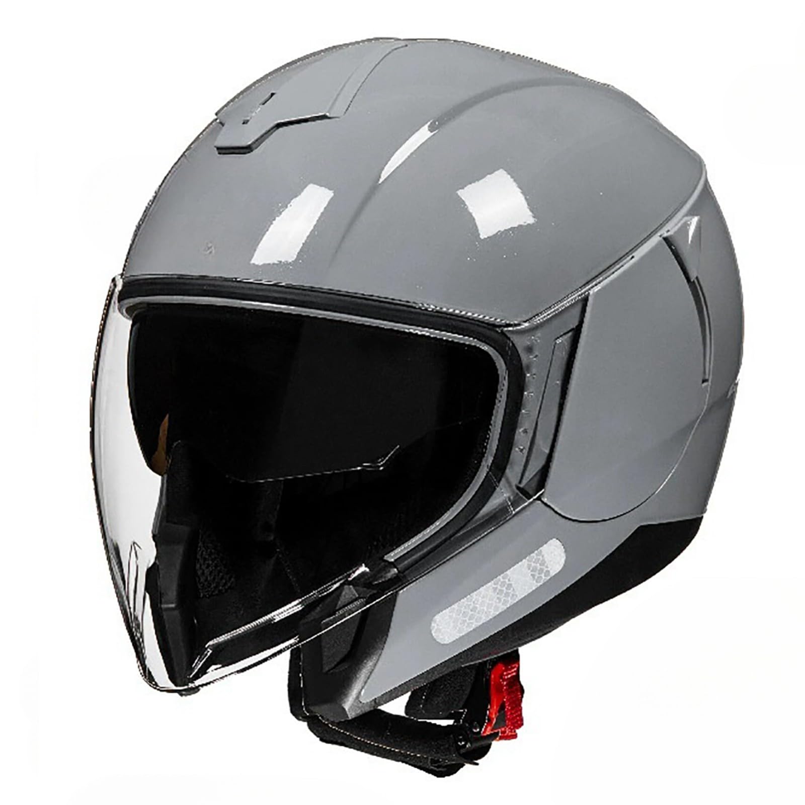 Kask motocyklowy dla dorosłych, z podwójnym wizjerem, otwarty kask motocyklowy, uniseks, do jazdy w mieście D, XXL (61-62 cm)