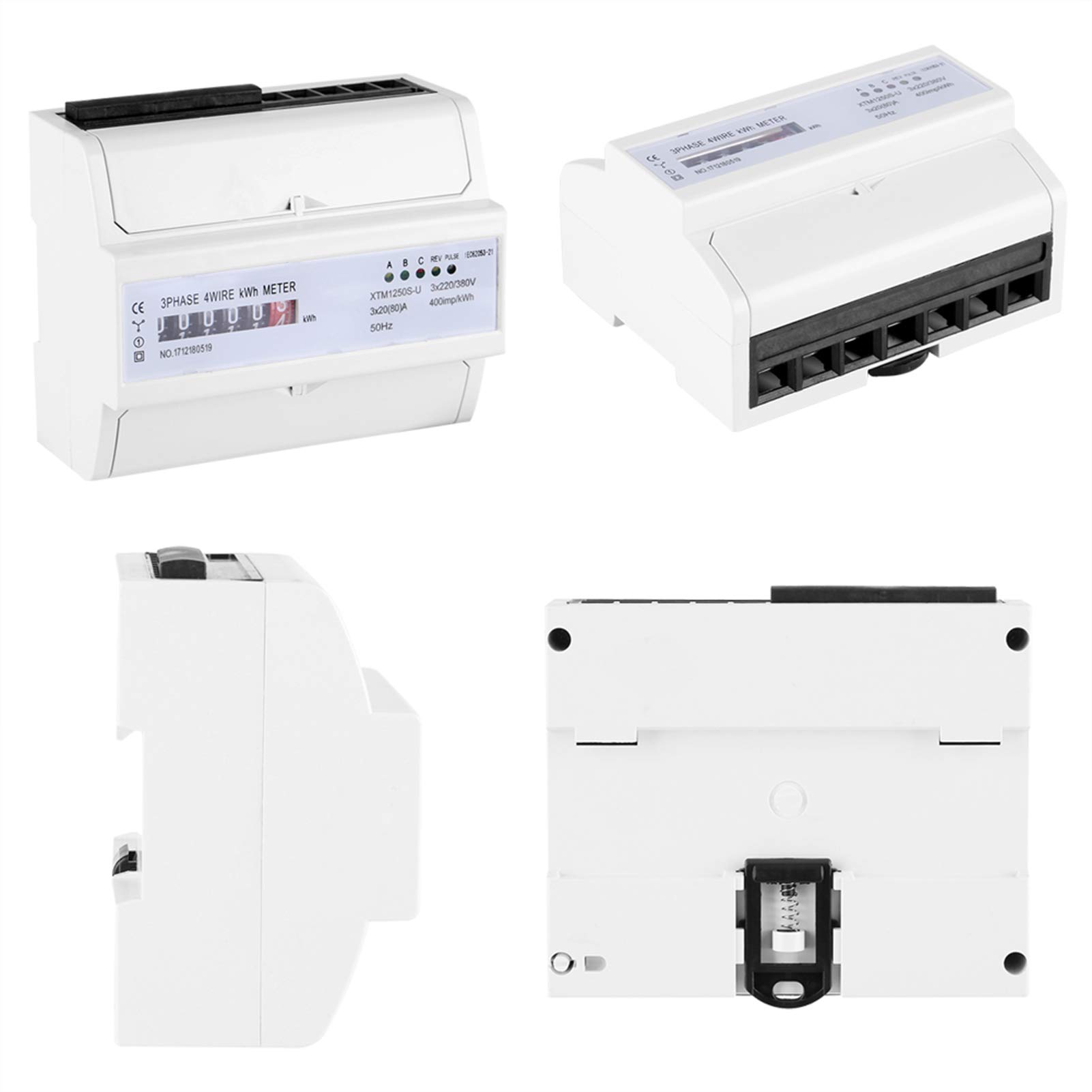 Contatore di energia su guida Din, contatore elettrico digitale trifase a 4 fili su guida DIN 20 (80) A Contatore elettronico di KWh, per installazione di fissaggio all'interno