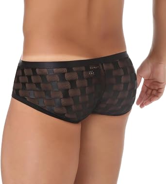 Men's Underwear Mesh Mini Boxers Man Panties Sexy Boxer Shorts Transparent Underpants Checkered Pattern