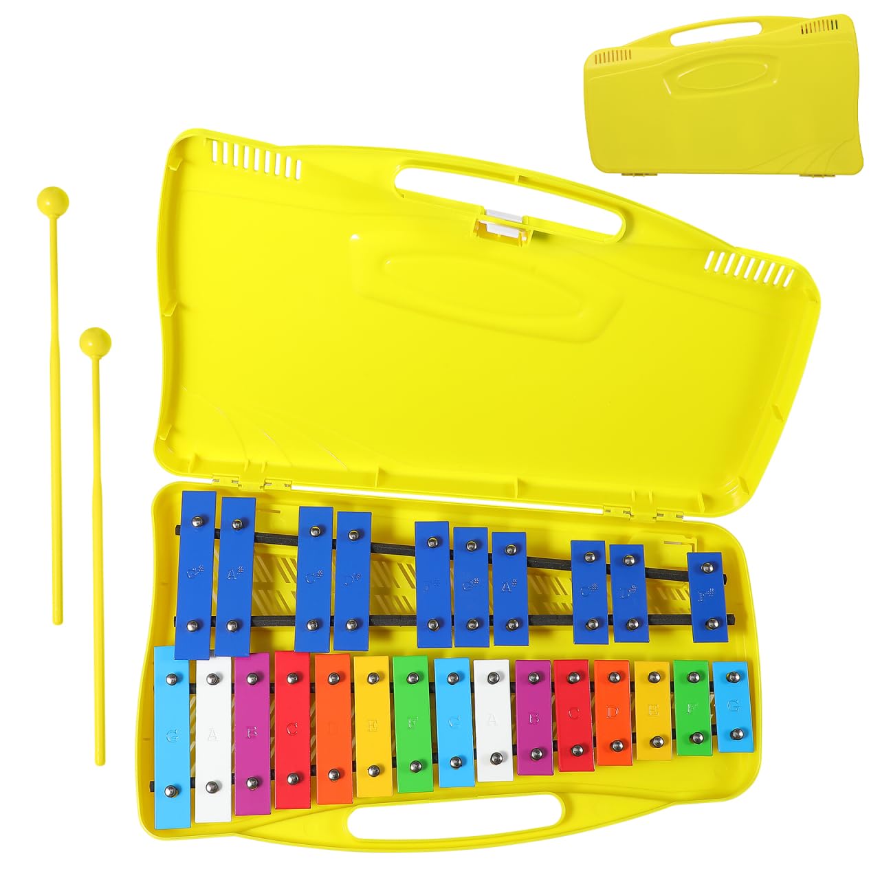 Yardwe Metalófono Infantil De 25 Notas Instrumento De Percusión Cromático con Placa Metálica Colorida Juguete Musical para Niños Desarrollo del Ritmo Y La Música