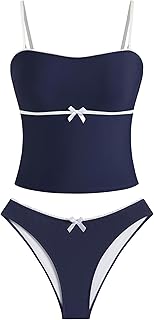 Zaful Tankini Swimsuits for Women Bow Tie Side Bathing Suits Tummy Control High Cut Two Piece Bikini Sets Price In India