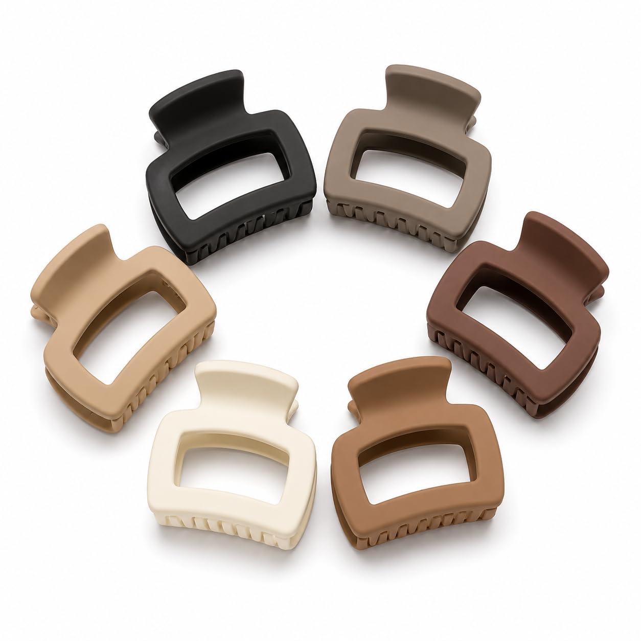 GRACE & GLAMOUR Matte Finish Hair Claw Clips for Women (Pack of 6) | Strong Hold Non-Slip Rectangle Clutcher | Medium Size Square Trendy Neutral Nude Colors for Thick & Thin Hair | Stylish Multicolour Hair Accessories | 4.3 x 3.5 cm-picture-11