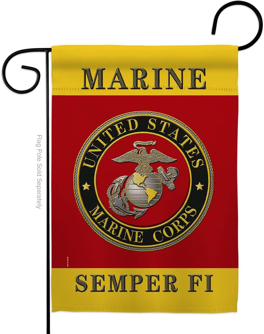 US Marine Corps Garden Flags Home Decor USMC Semper Fi Official Armed Forces Memorabilia Banner United State Wall Tapestry American Decorations Military Remembrance Retire Outdoor Memorial Yard Veteran Gifts Made In USA