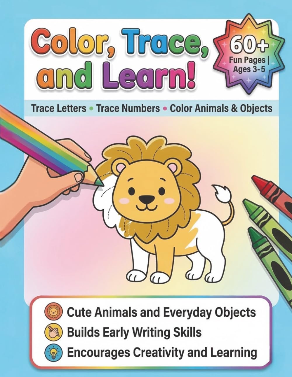 Color, Trace and Learn! - Coloring and activity book for kids