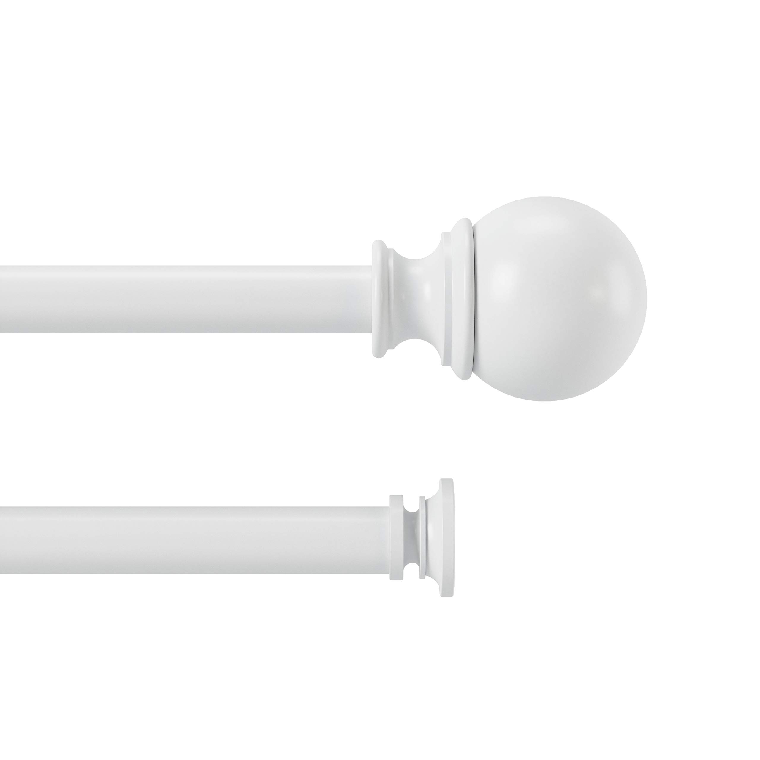 Umbra Diverge Curtain Rod for Window Drapery, Adjustable Length, Set Includes Finials and Mounting Hardware, 88 to 120 Inch, White