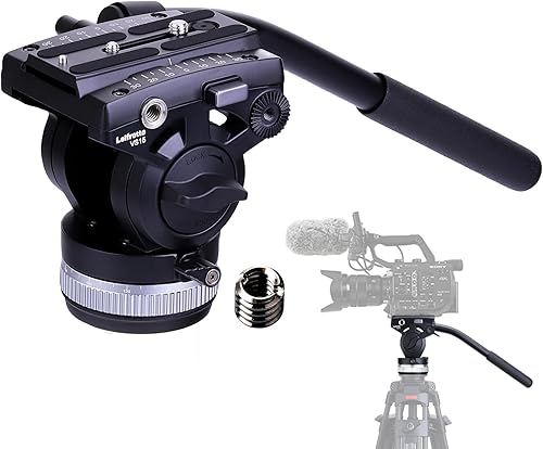 Cabeza fluida de 2.953 in Base de trípode con mango Placa de liberación rápida resistente para cabezal de video Manfrotto, carga de hasta 33 libras,