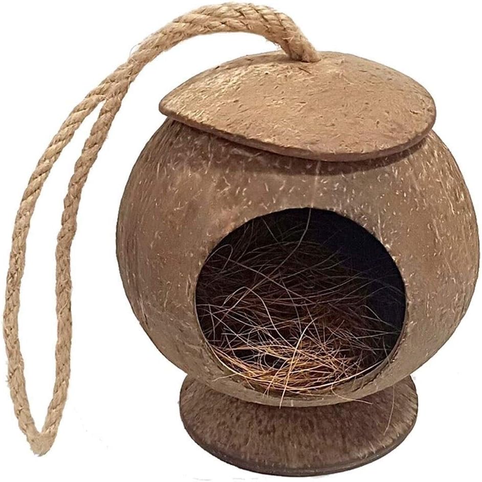 Bird Cage Coconut Shell Bird Cage Outdoor Garden Decoration Creative Warm Small House Decoration for Lovebirds Finches Parrotlet Bird Cage (D)