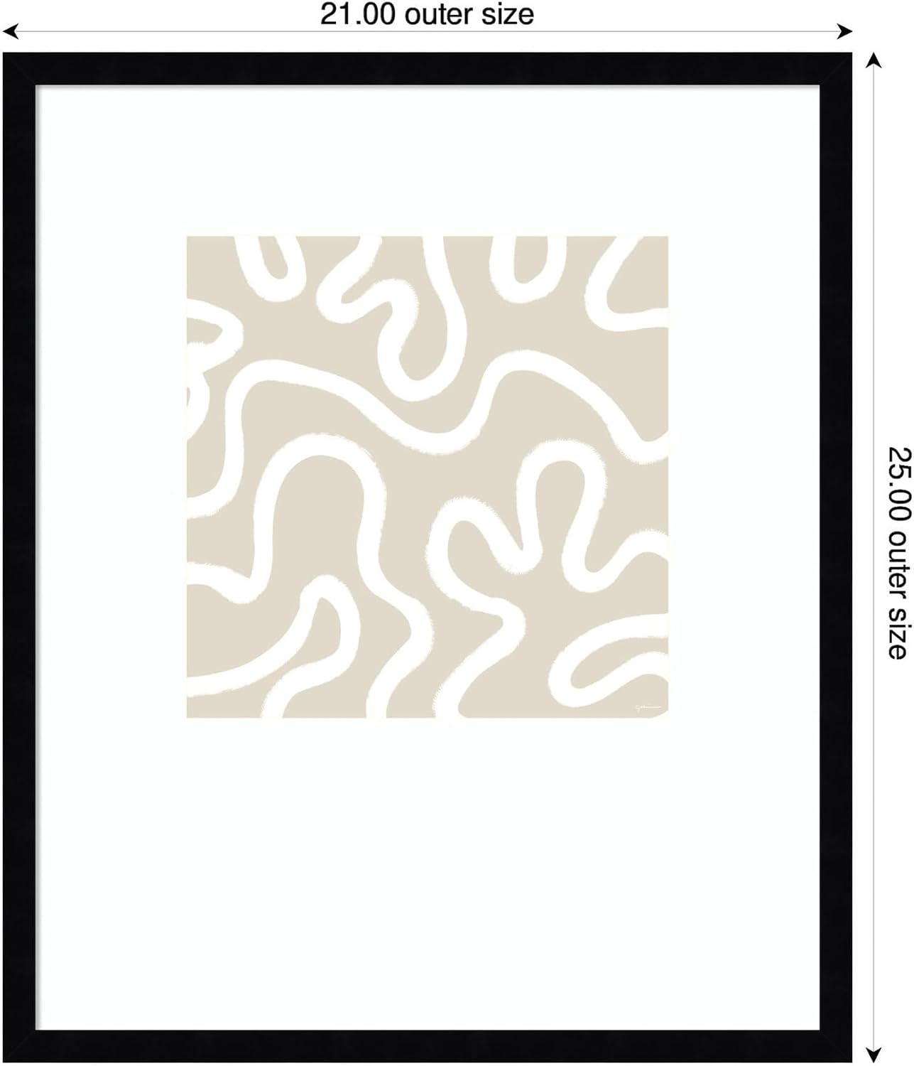 Kate and Laurel Framed Wall Art Print Organic Figures by Gabrielly Guedes, 21 x 25, Svelte Noir Black Frame, Modern Contemporary, Abstract Art for Wall Decor