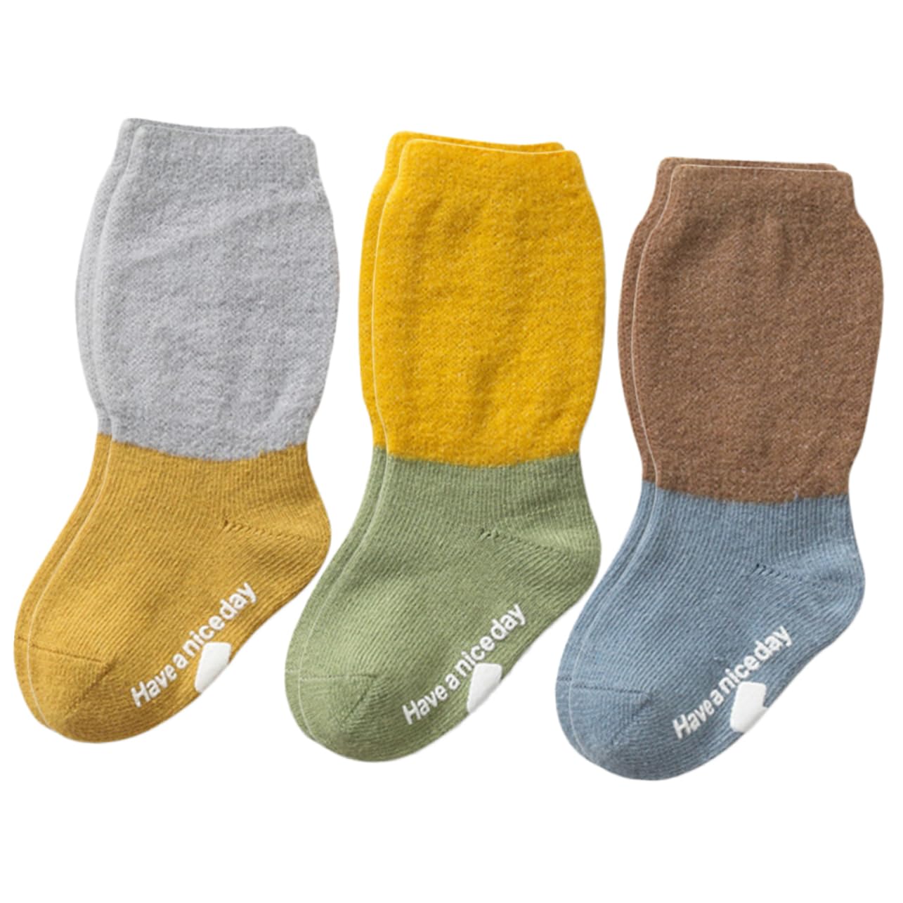 WOFASHPURET Toddler Walking Socks with Non Slip Grip -slip Thermal Socks Boys Girls Size l