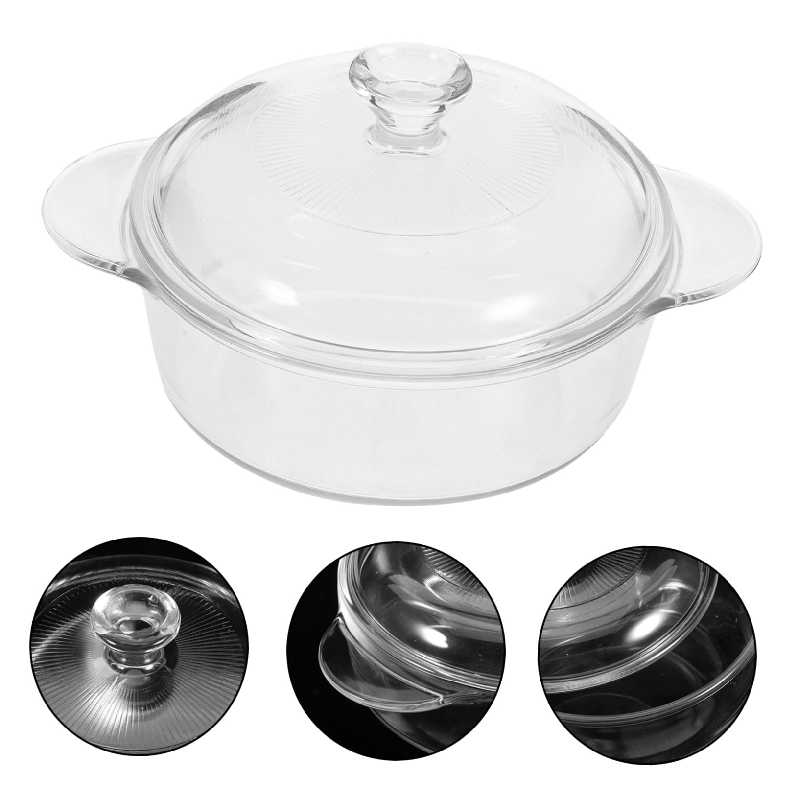 POPETPOP Bol de Vidrio Resistente al Calor con Tapa Tazón Transparente para Ensaladas Postres y Snacks Apto para Cocina Hogar y Oficina