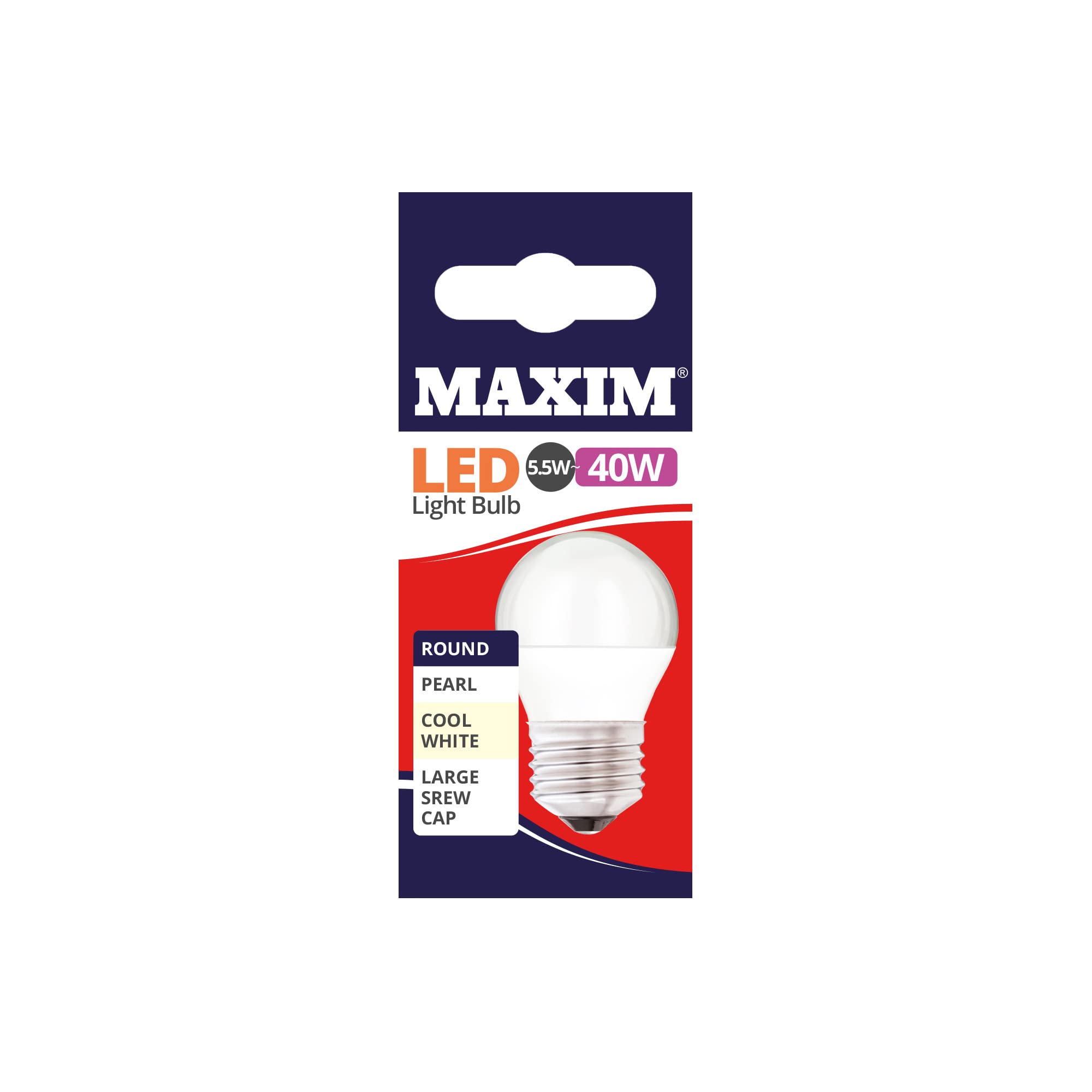 Maxim LED Bulbs [Pack of 10] Type: Round (Cool White) 6Watts (40Watts) / Pearl Finish / 25 000 Hours/Energy Saving Multipack 40MLRE27C5X10