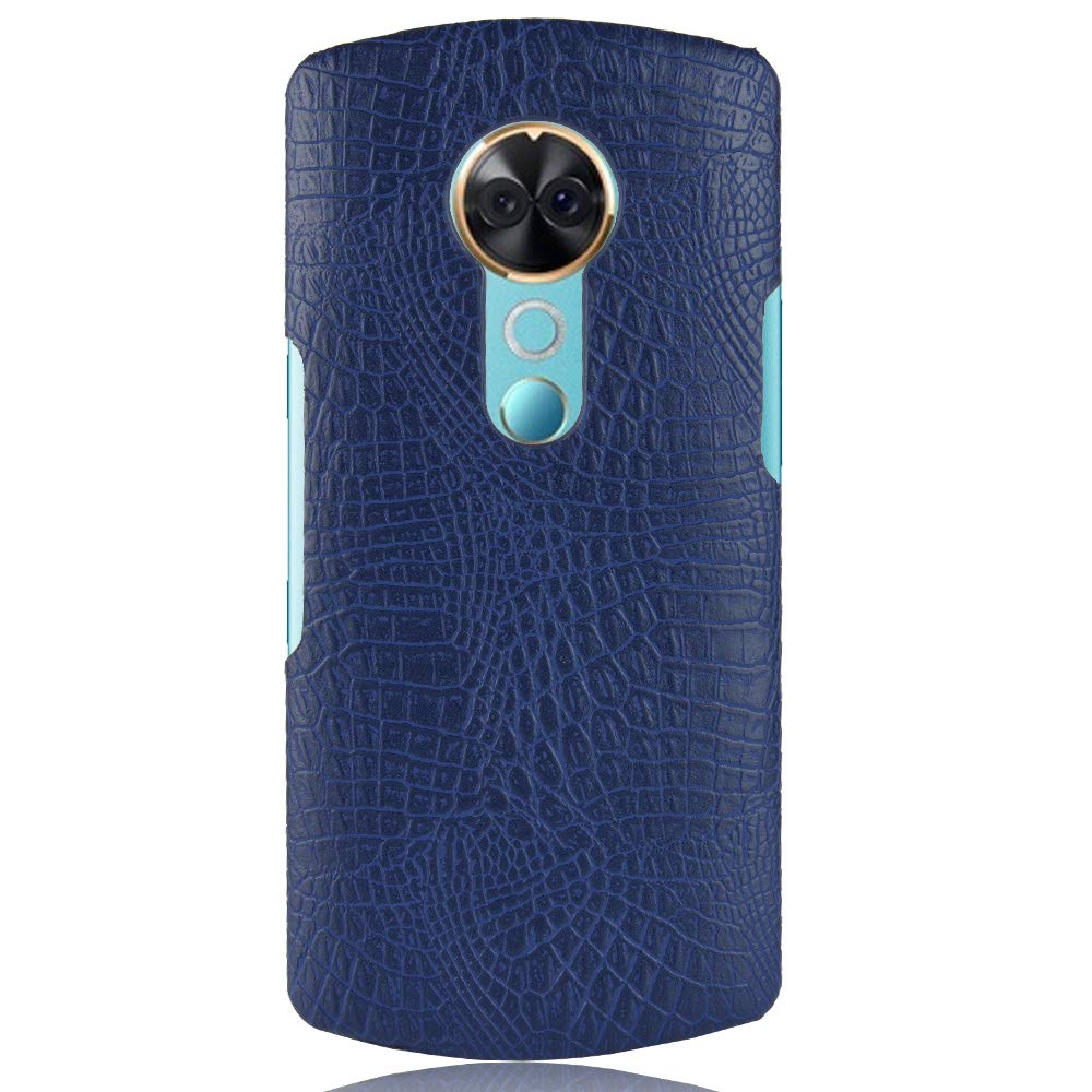 Crocodile Pattern PU Leather Case Back Cover + 1 Screen Protector 9H Tempered Glass for Meitu T9 (Blue)
