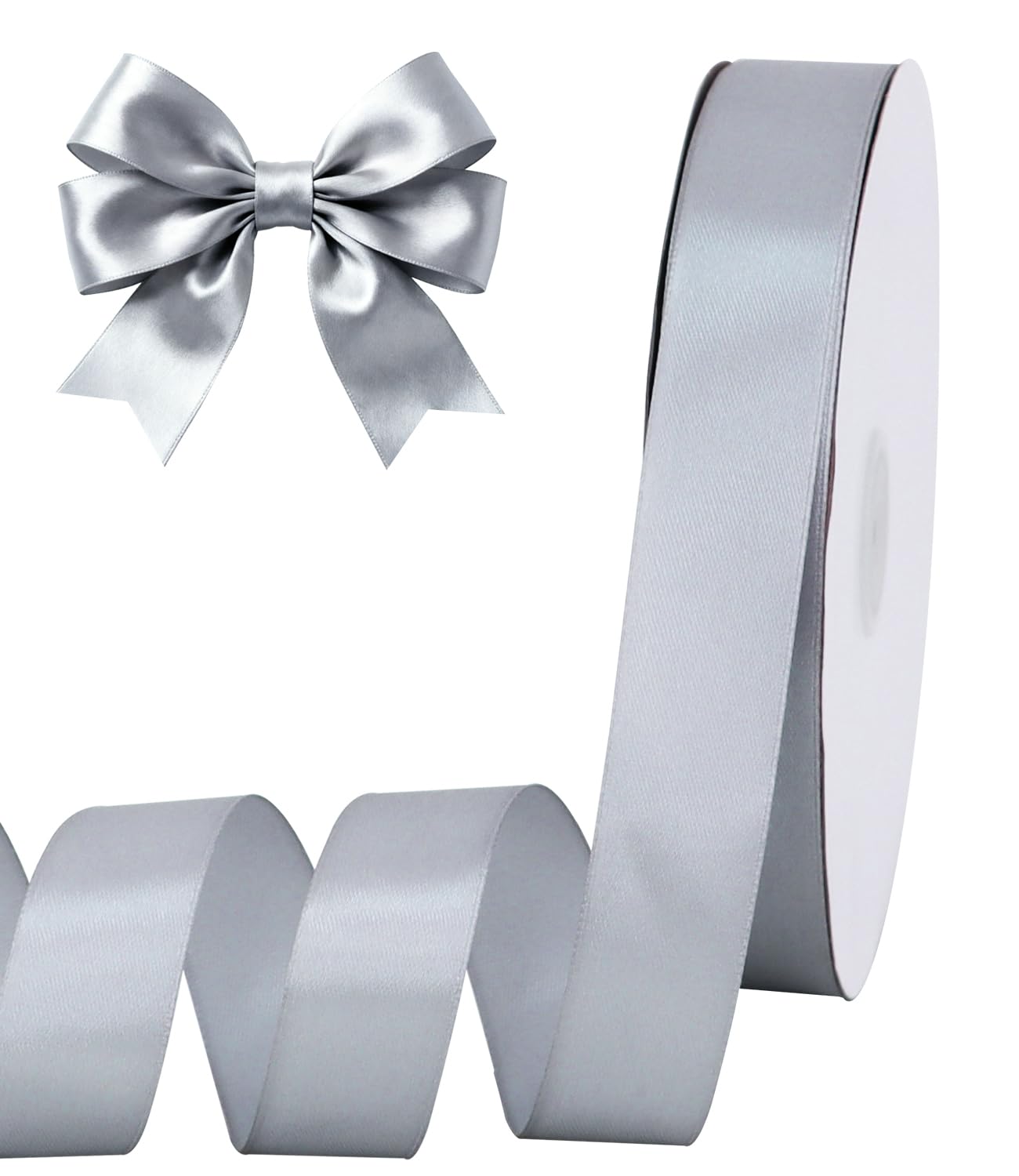 Amazon.com: TONIFUL 1 Inch x 100yds Silver Satin Ribbon for Crafts