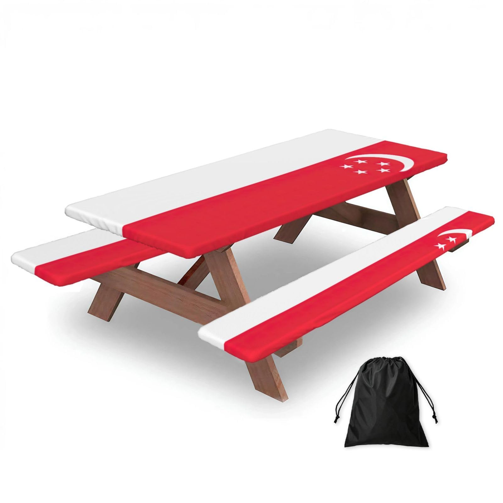 AYYQWE Singapore Flag Print Picnic Table Bench Cover Outdoor Garden Party Decor Daily Accessory Gift
