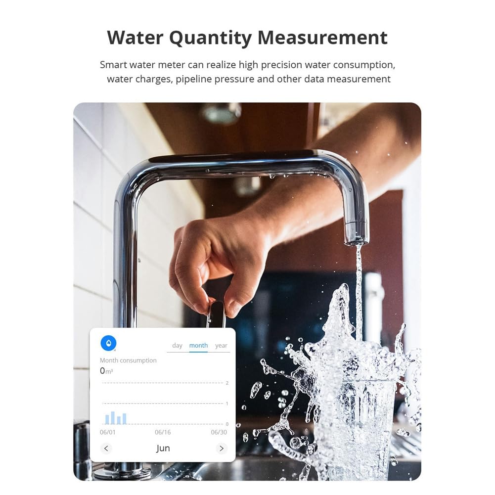 Misuratore di acqua ad ultrasuoni Zigbee DN15 con Valvola, Display LCD, Misurazione della quantità di acqua, Flusso di Consumo IP68, Misurazione del Consumo di Acqua, Display LCD Digitale