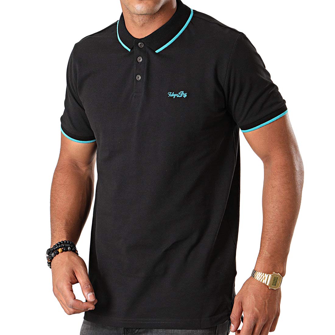 Tokyo Laundry Noel Cotton Pique Polo Shirt in Jet Black S