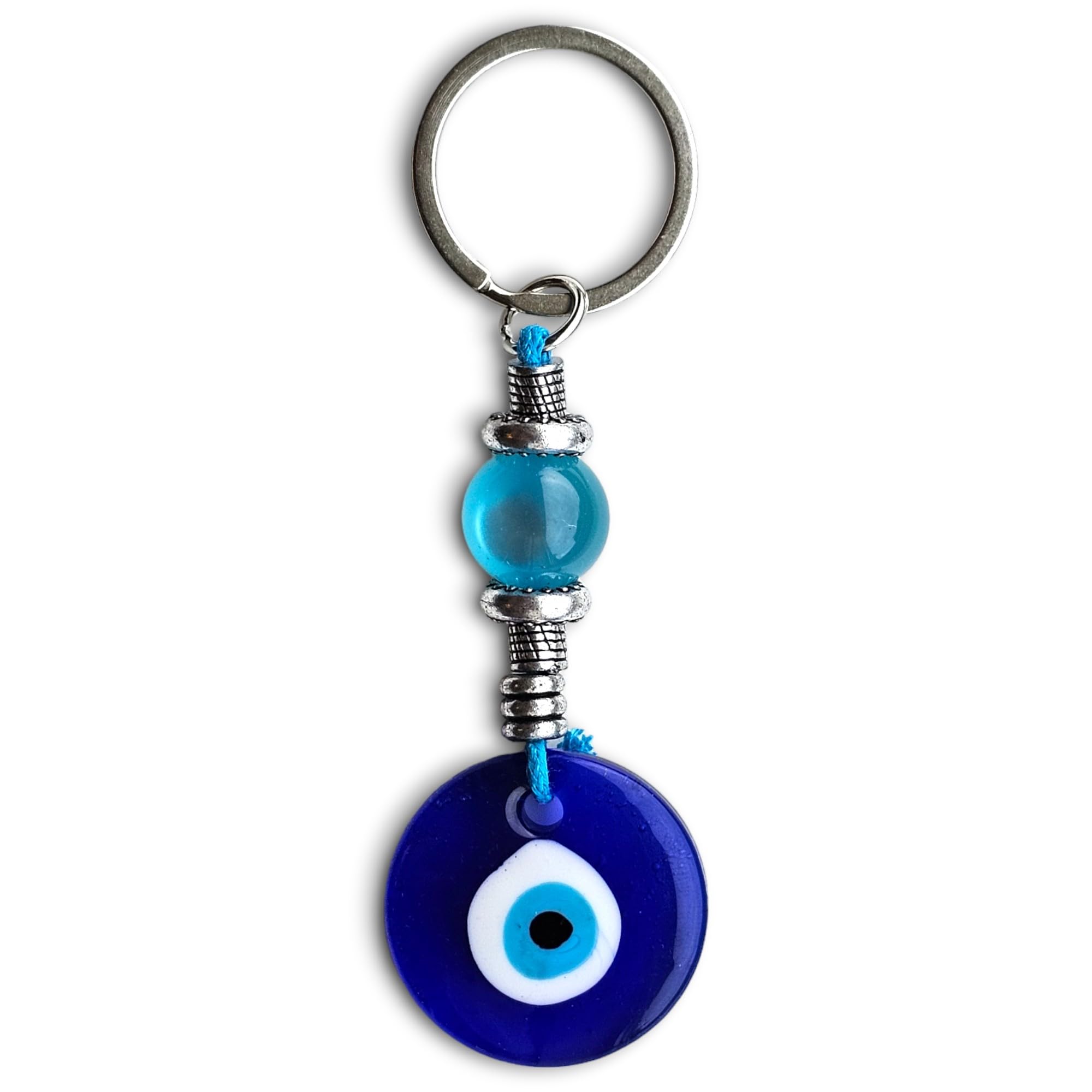 RATASK Evil Eye Keyring Keychain, Turkish Blue Evil Eye keyring charm pendant, Blue Nazar (Sapphire ball)