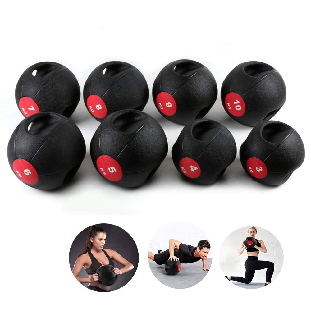 Balones medicinales HUA Balón Medicinal Binaural De Fitness, Pelota De Goma, 3 Kg ~ 10 Kg, Pelotas Hinchables De Entrenamiento De Fuerza Para Hombres Y Mujeres, Adecuado Para Gimnasio Interior Y Exter