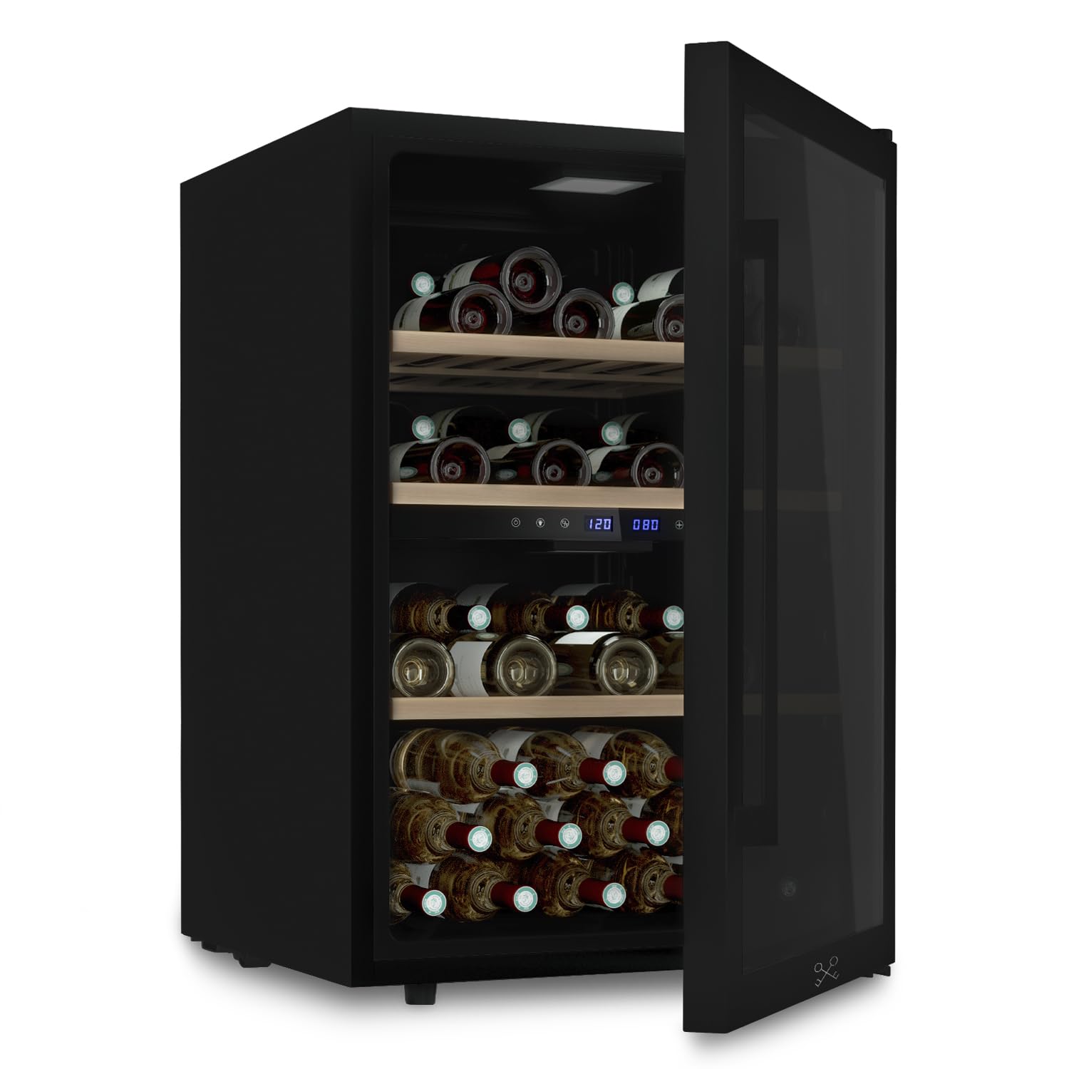 Les Petits Champs CAVCDB62 - Cantinetta di conservazione vino "dual-zone", 62 bottiglie, due zone di temperatura, posa libera, colore: Nero