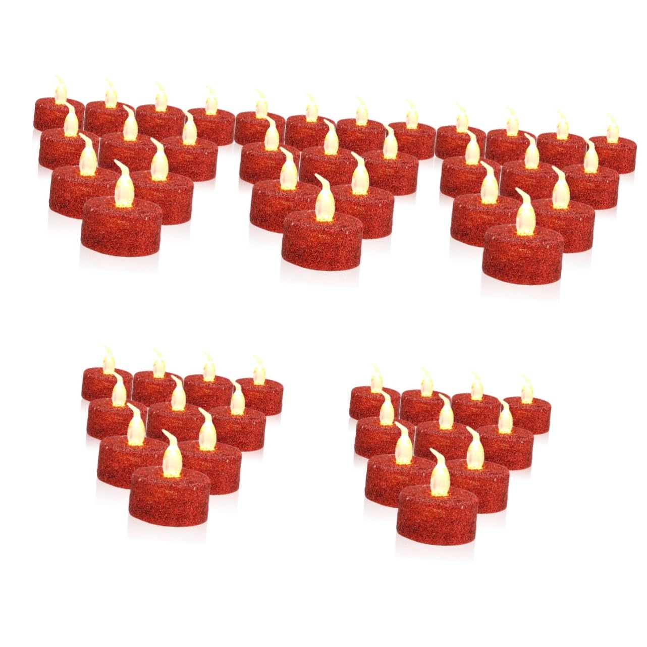 VICASKY 60 Pezzi Candele LED Fiamma con Glitter Decorative per Tè Batteria Eleganti Lampade da Notte per Romantiche e