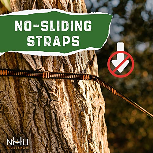 Hammock Straps For Trees With 2 Carabiners - 10 Ft Tree Swing Strap - 700+ Lbs Heavy Duty 32 Loops & No Stretch Camping Hammock Tree Straps - 20 Ft Combined Hammock Hanging Kit - Natures Hangout #TOP5