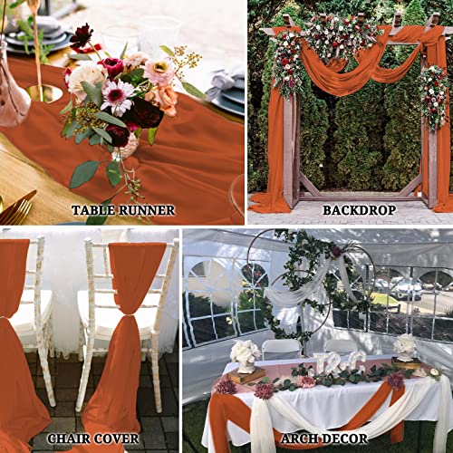 12 Pack 10Ft Terracotta Chiffon Table Runner 28X120 Inches Sheer Table Runner Romantic Table Cloth For Wedding Decor, Baby Shower And Birthday Party Cake Table Decorations #TOP5