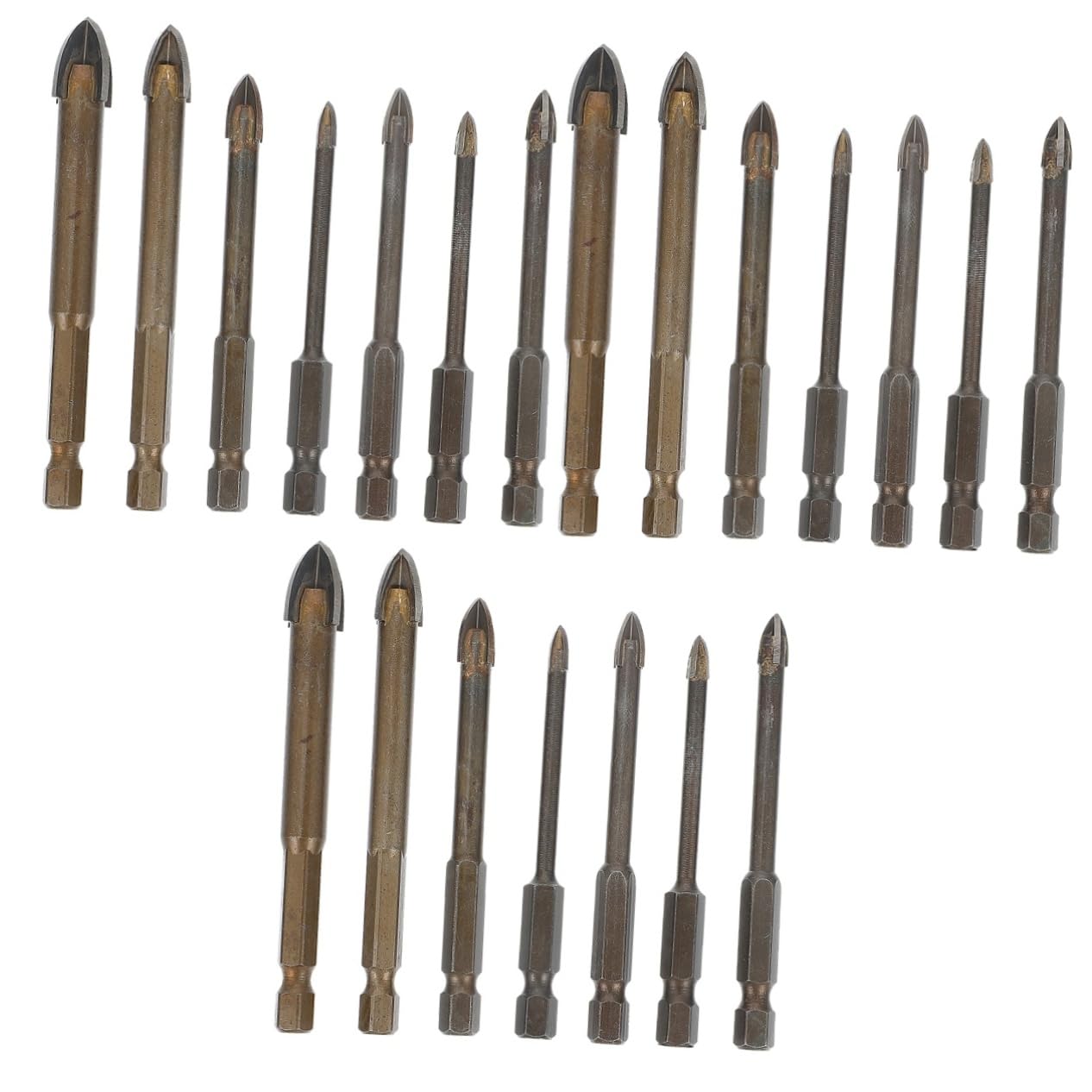 Tofficu 3 Set Insieme Di Trapano Piastrella Lungo Porcellana Di Grandi Dimensioni Triangolo Punte in Ceramica Per Piastrelle Punta Per E Piastrelle Carburo 7 Pezzi*3