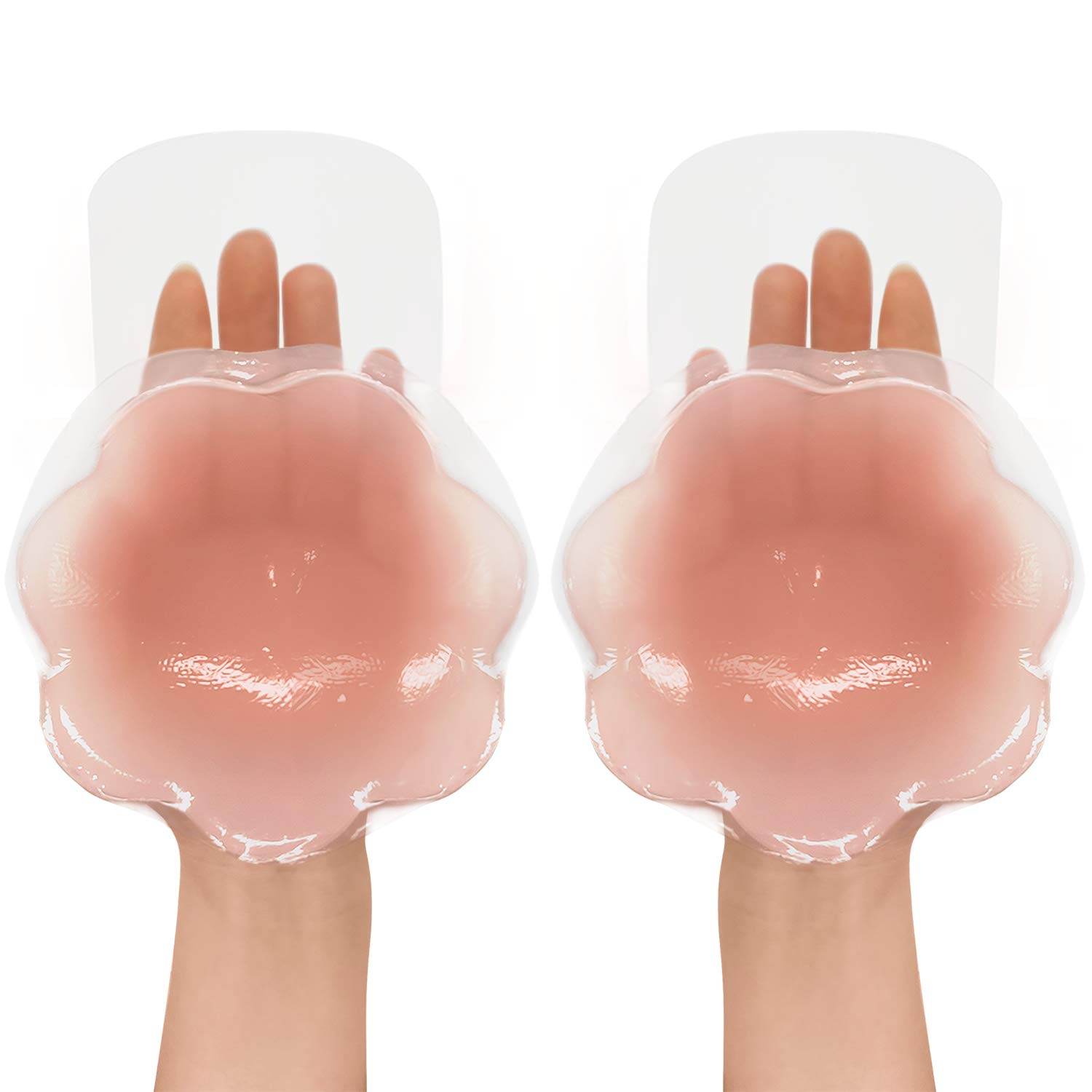 5.1inch Adhesive Bra, Breast Lift Tape Reusable Push Up Nippleless Covers (Pink Flower)…