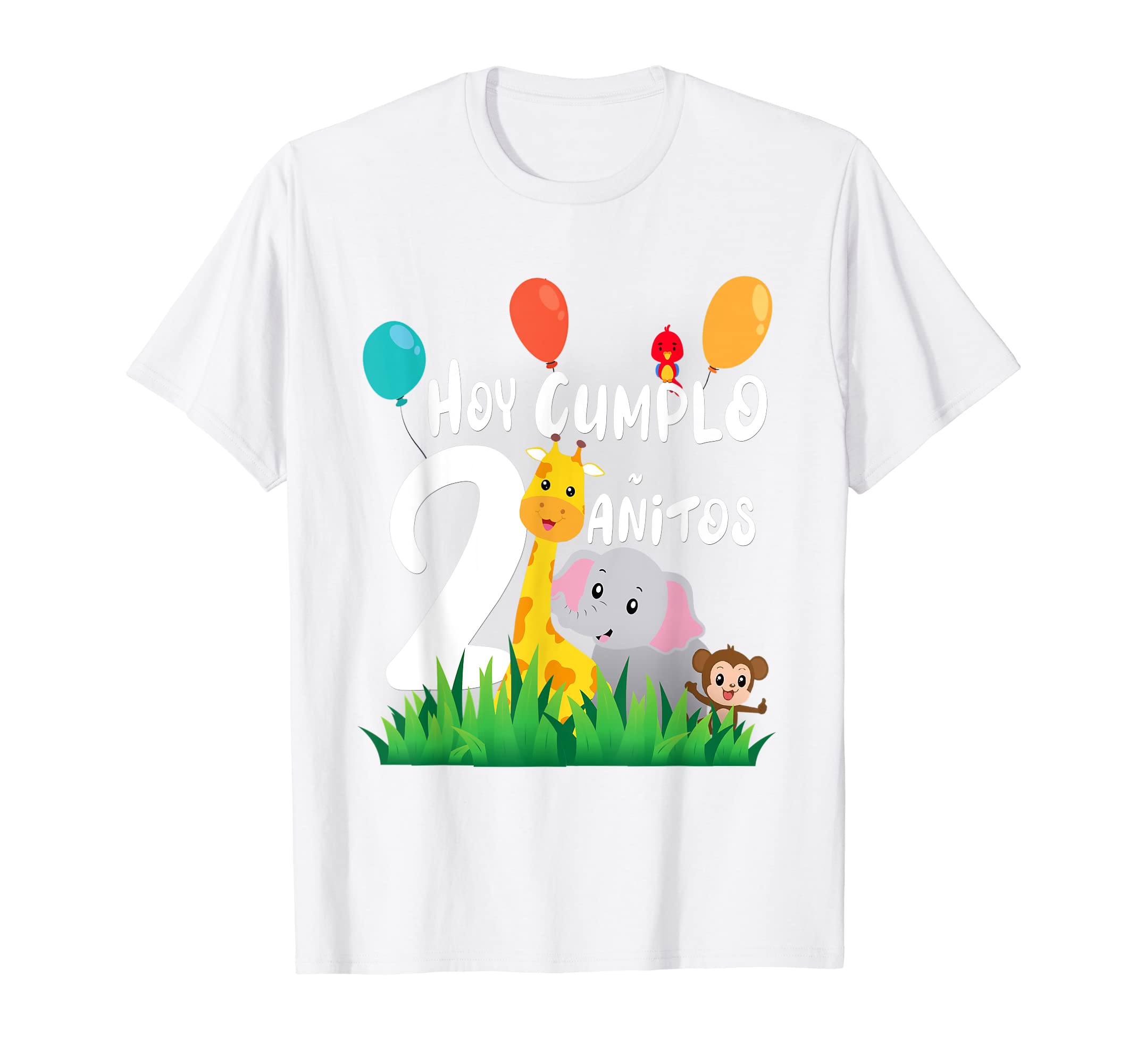 Camisetas 2 años para fiesta de cumpleaños niño CAMISETA CUMPLEAÑOS 2 AÑOS niño niña, animales de la selva Camiseta