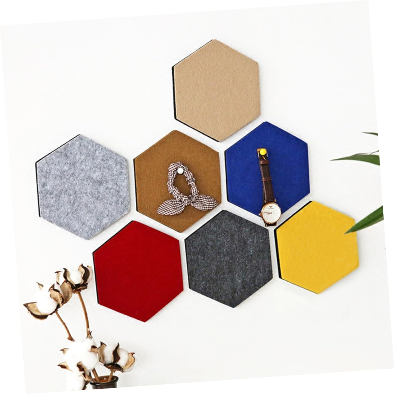 LALAFINA Cute Cork Boards for Walls Hexagonal Felt Board Tiles for Wall Decor 10 Pack Random Color