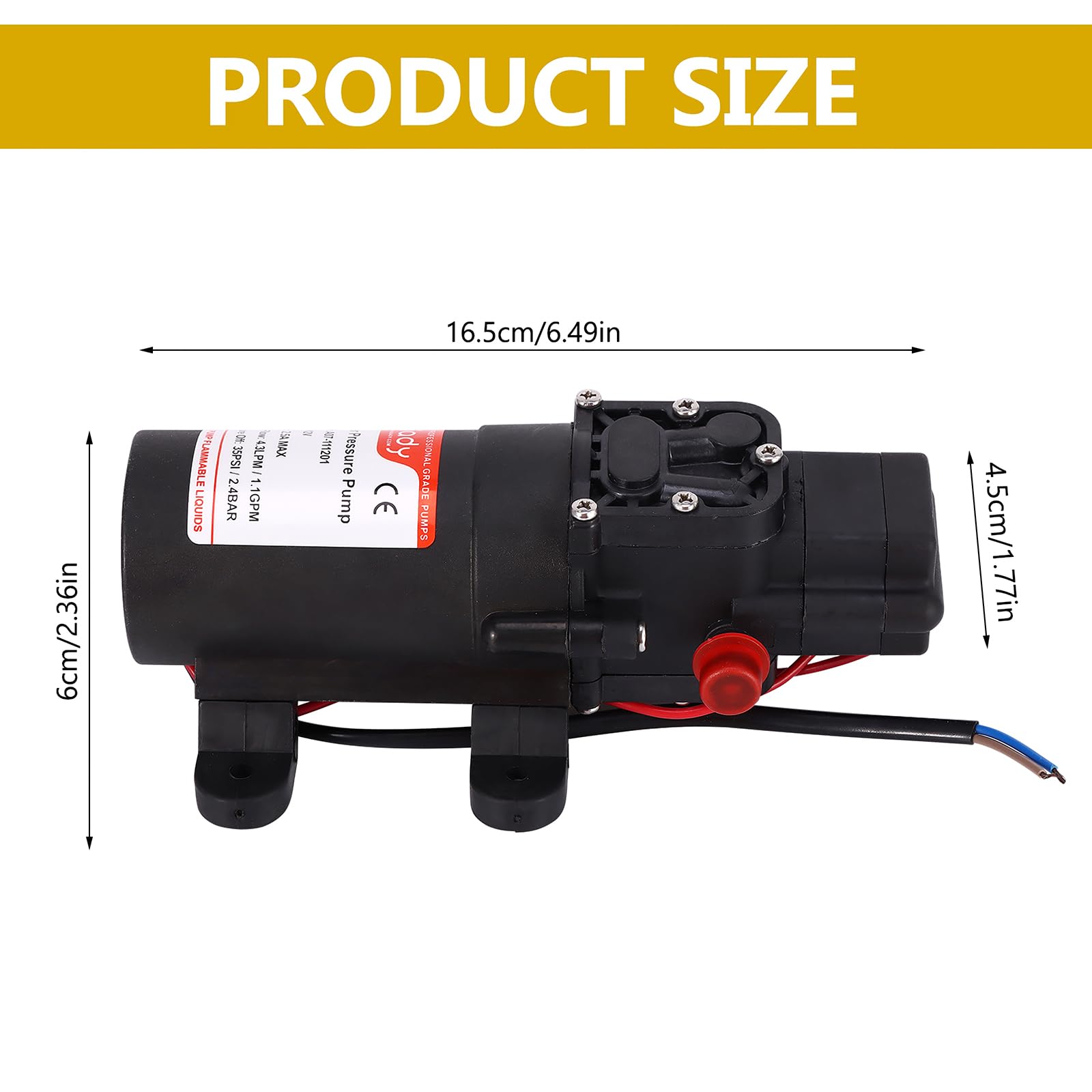 Pompa a membrana, 30 W, 12 V, 4,3 l/PM, pompa ad acqua autoadescante per barche, camper, yacht, giardino, camper