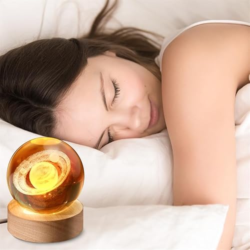 Miniatura 4 de Bolas de cristal con base de madera, adornos de cristal de galaxia y regalos, bolas de cristal de luz nocturna para decoración del hogar