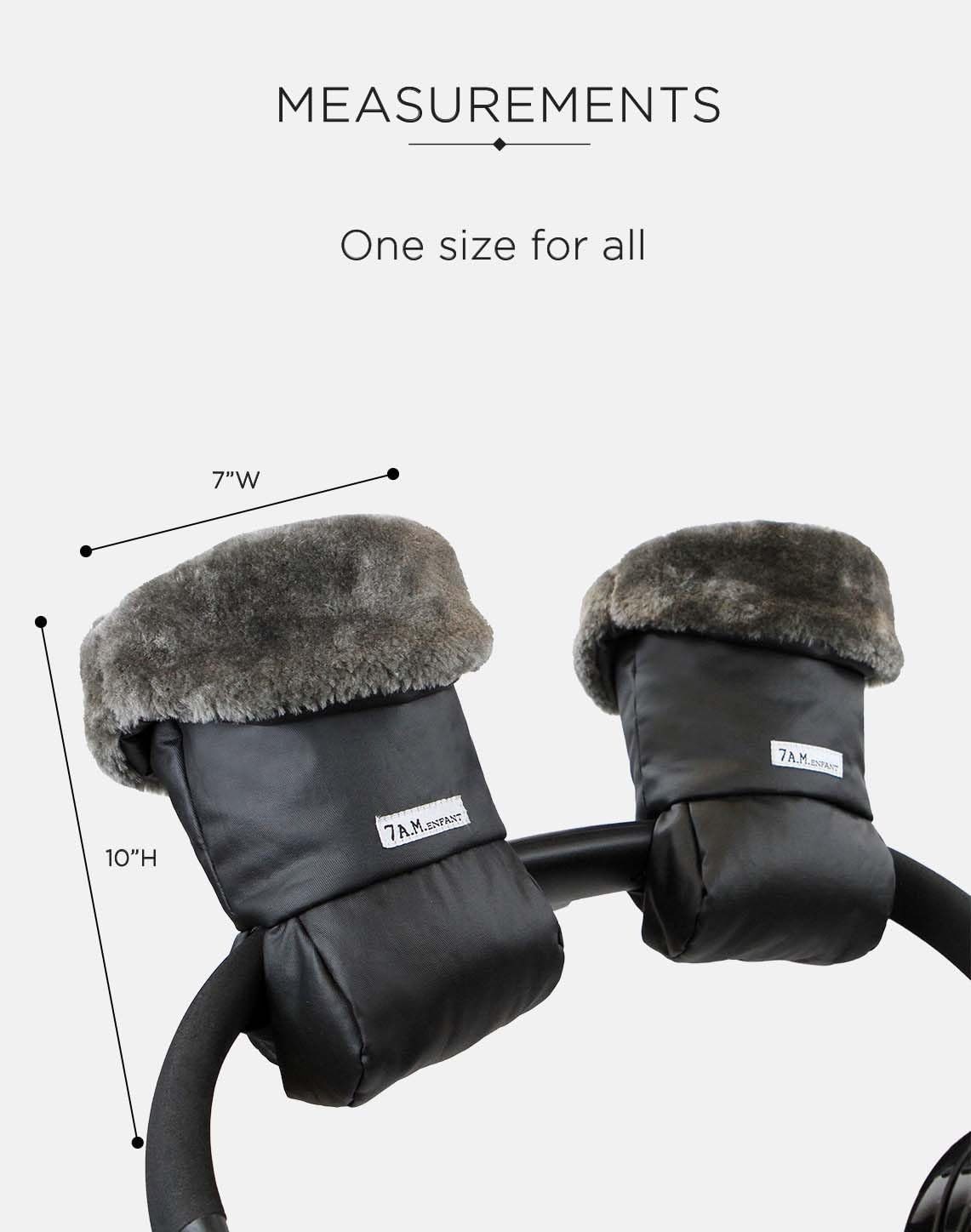 7AM Enfant Stroller Warmmuffs Gloves - Anti-Freeze Stroller Mittens for Handlebars, Water Repellent Hand Warmer Muff for Cold Weather, Plush Lined Stroller Warmmuffs | Winter Stroller Accessories