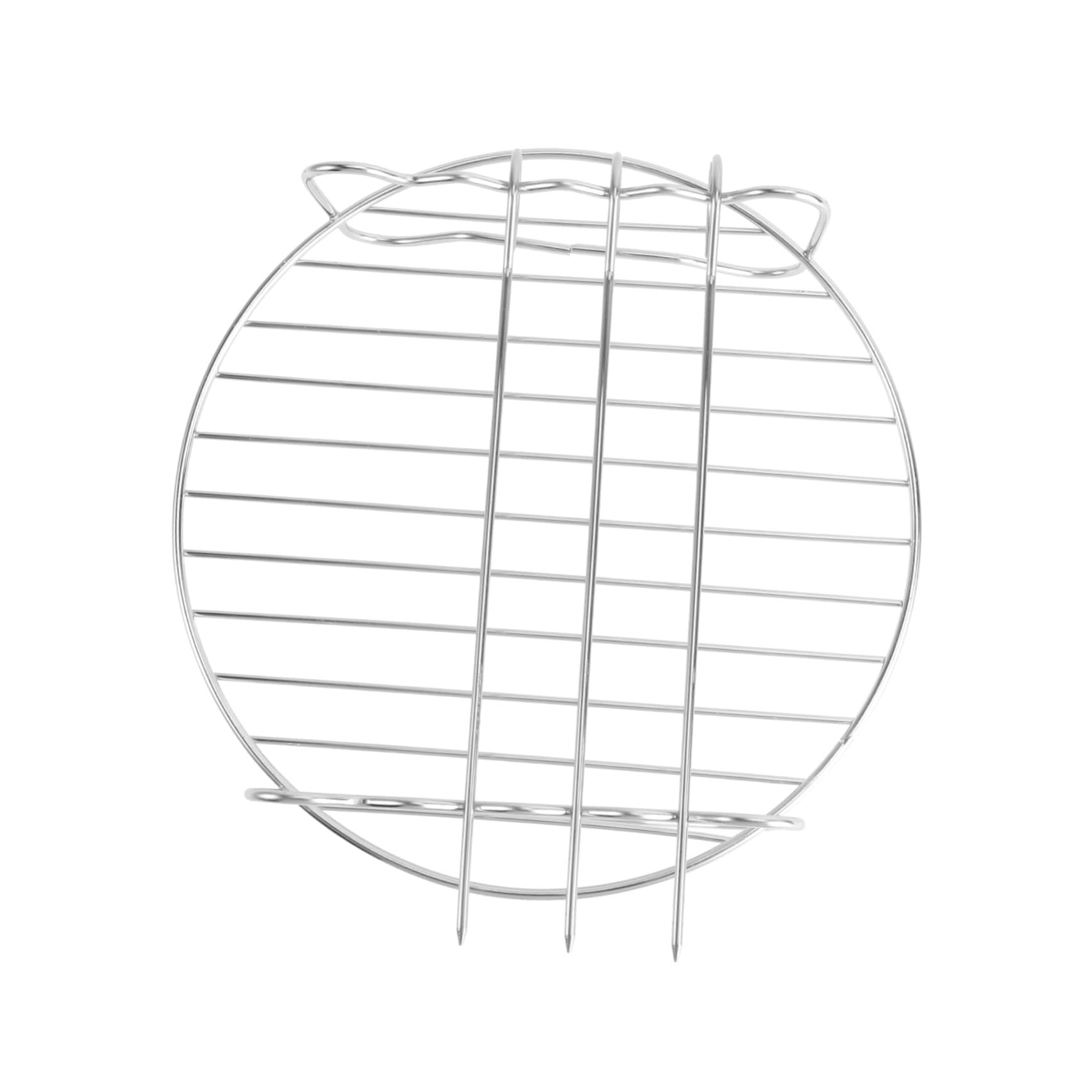 Tofficu 1 Set Stainless Steel Grill Round Grill Barbecue Rack Stainless Steel Bbq Rack Barbecue Shelf Dual-layer Rack Air Fryer Rack Air Fryer Cooking Rack Dual-layer Grill Silver