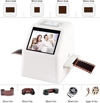 Film Slide Scanner, Digital Film Slide Scanner with 2.4 LCD Screen, All-in-One Device, Support Scan, View, Edit, Convert, Store, Multilingual