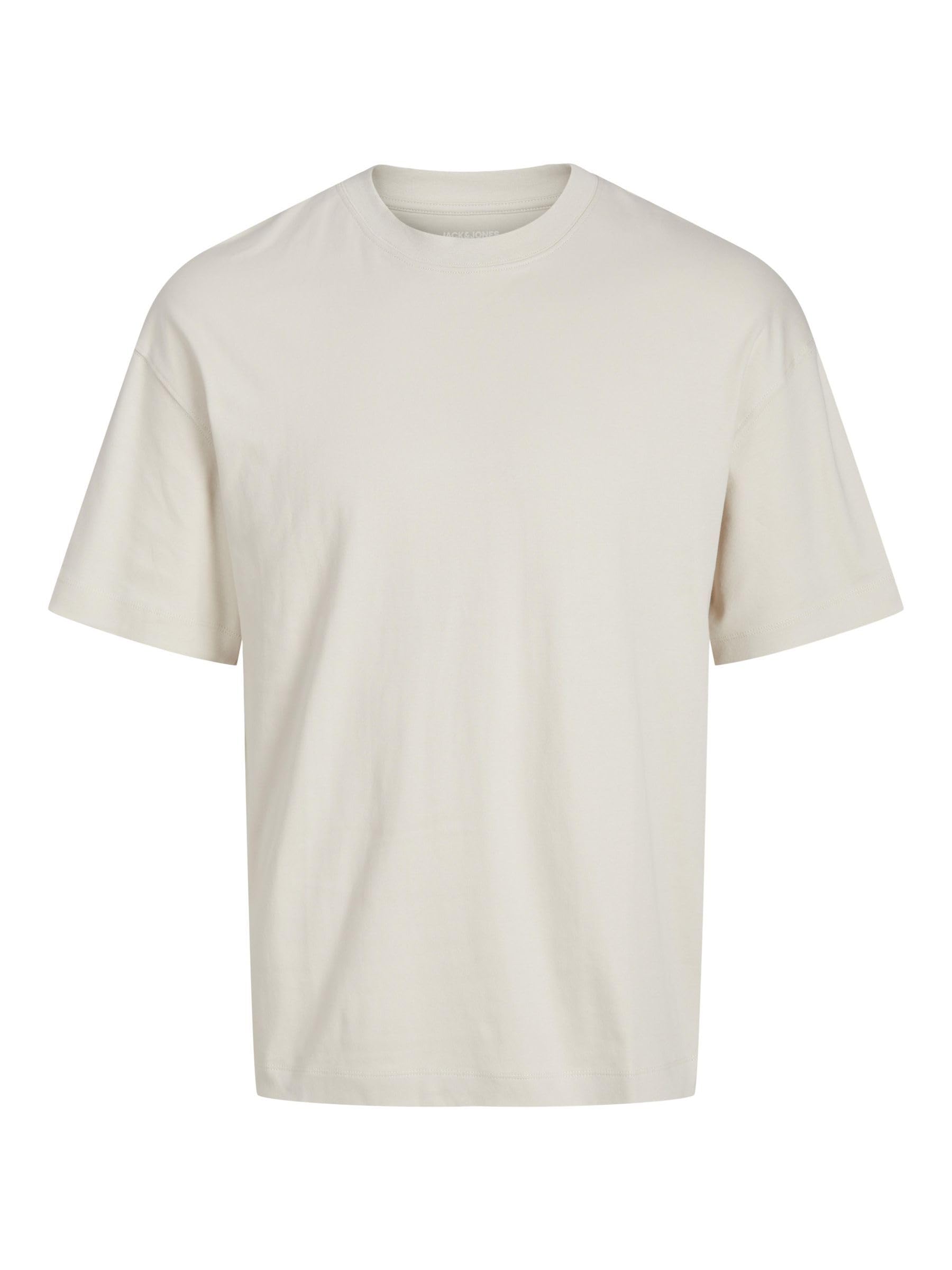JACK & JONES Male T-Shirt Plain T-Shirt, Moonbeam, M