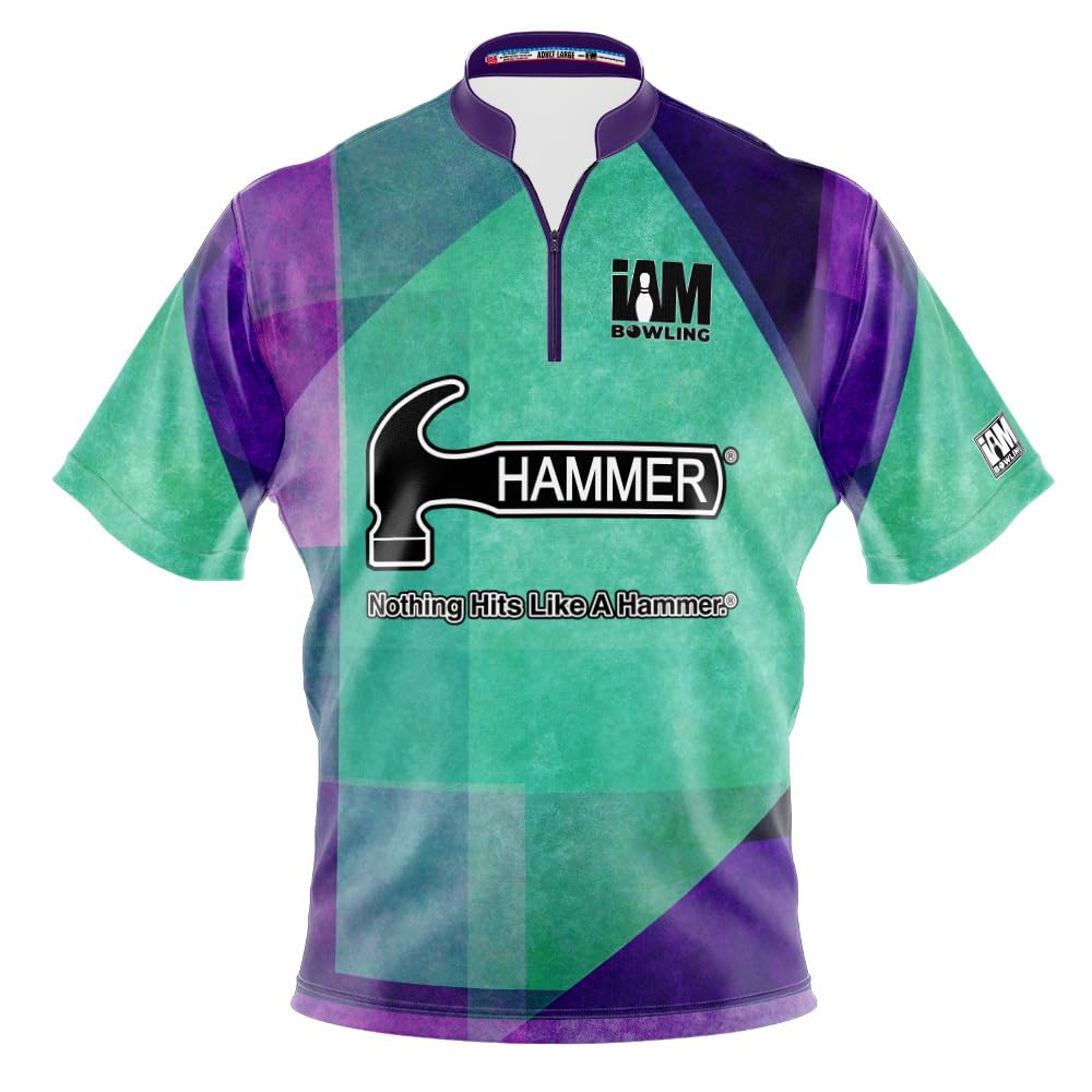 Logo Infusion Dye-Sublimated Bowling Jersey (Sash Collar) - I AM Bowling Fun Design 2004-HM - Hammer (Men's 3X) Multicolored