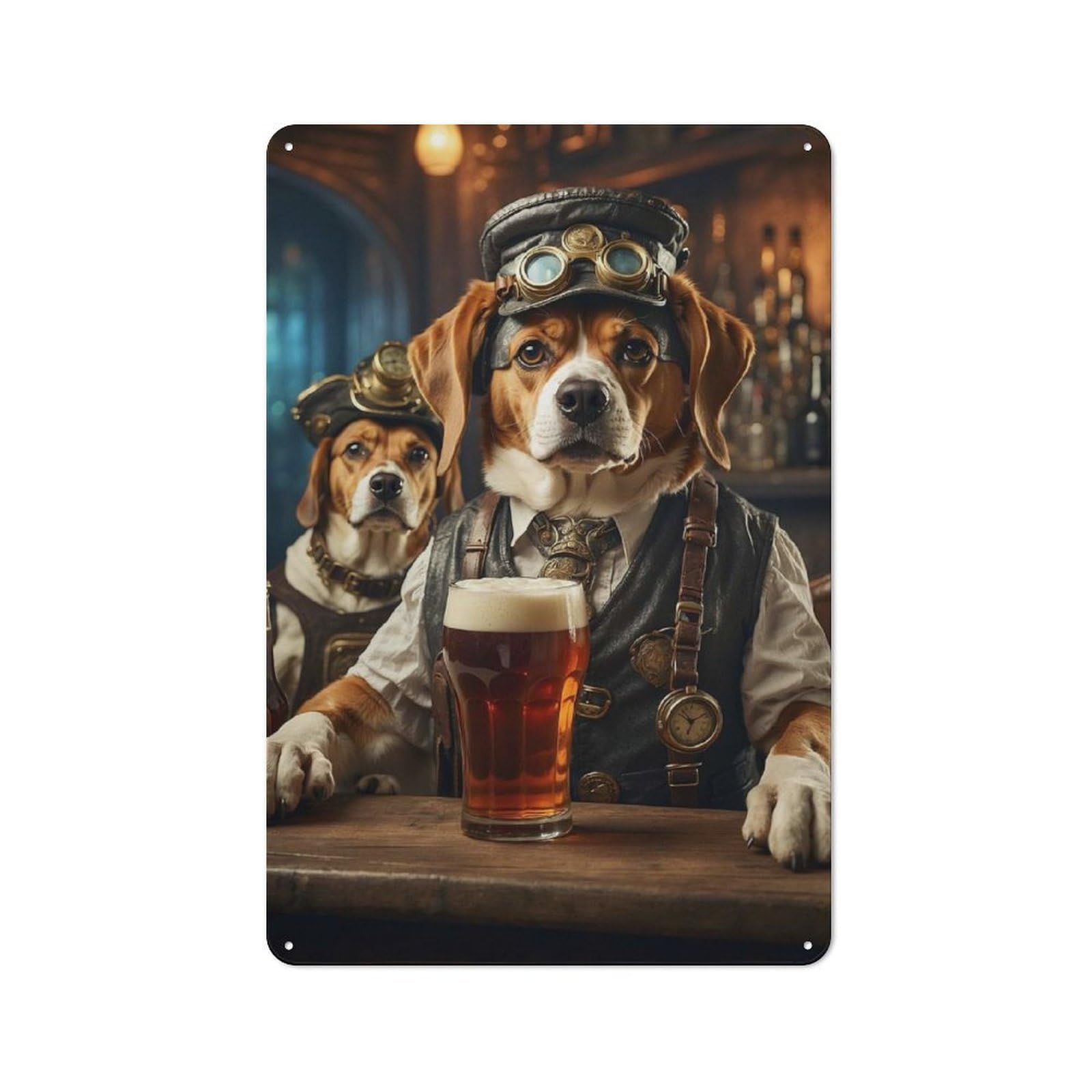 Junmoney Beagle Beer Hounds Vintage Tin Sign 30X20cm For Garden Room Or Summerhouse, For A Newly Organised Room And Metal Sign Display