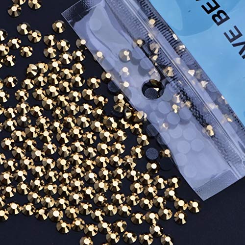 Image of 1500 Pieces Hot Fix Glass Flatback Rhinestones HotFix Round Crystal Gems (Mine Gold, SS16)