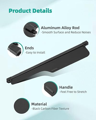 Miniatura 289 de SCITOO Cubierta de carga 2013 2014 2015 2016 2017 2018 compatible con Toyota RAV4 2.5L actualizado anti-mirón retráctil trasero maletero cubierta